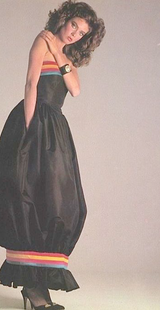 Fall 1982 Valentino by the Original Mr Valentino Purple Silk Strapless BubbleDress w Rainbow Detailing