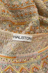Spring 1981 Halston Couture Runway Hand Beaded Pastel Color Dress
