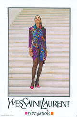 Spring 1991 Yves Saint Laurent Runway & Ad Campaign Printed Draped Dress