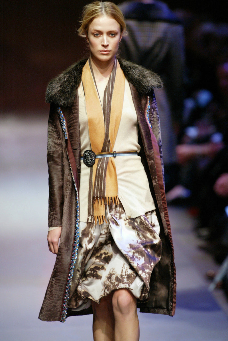 Scenic Print Fall 2004 Prada Runway & Ad Campaign Skirt w Gathered Bottom