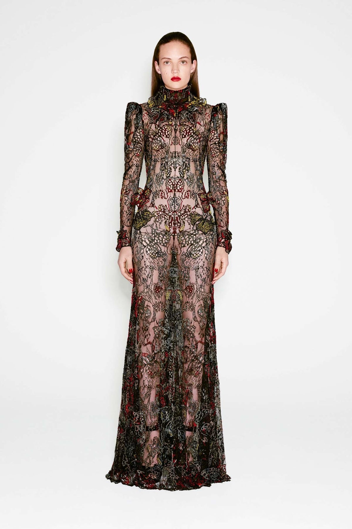 alexander mcqueen by sarah burton black and gold dress Exquisite Spring 2016 Alexander McQueen by Sarah Burton Runway Look 34 –  Shrimpton Couture main image 1