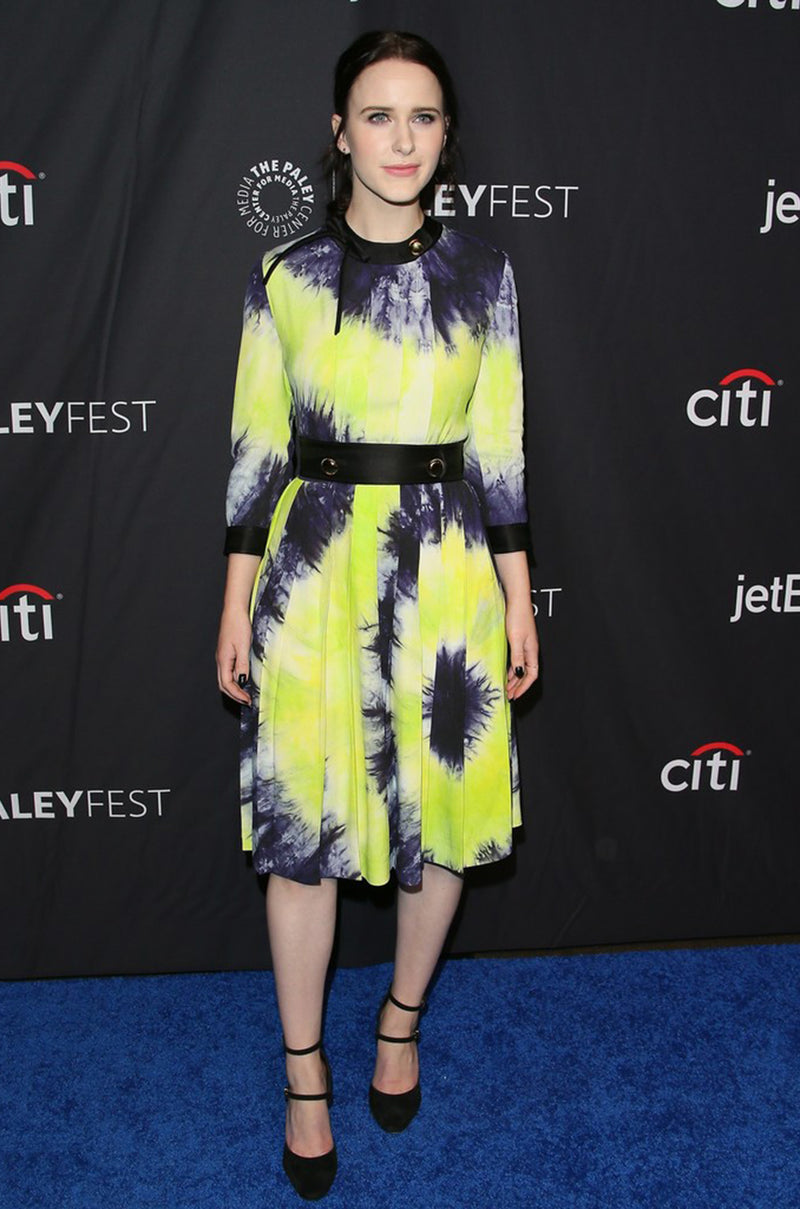 Gorgeous Spring 2019 Prada Look 41 Runway Neon Green & Navy Tie Dye Dress