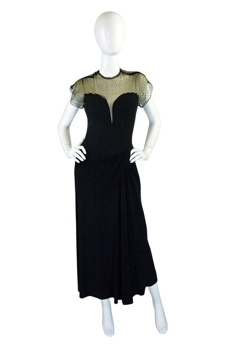 Rare 1940s Edith Small Silk & Lace Dress