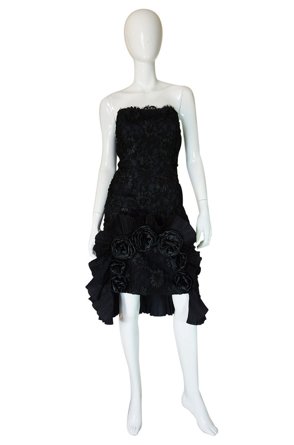 Rare 1970s Carven Lace Strapless Dress