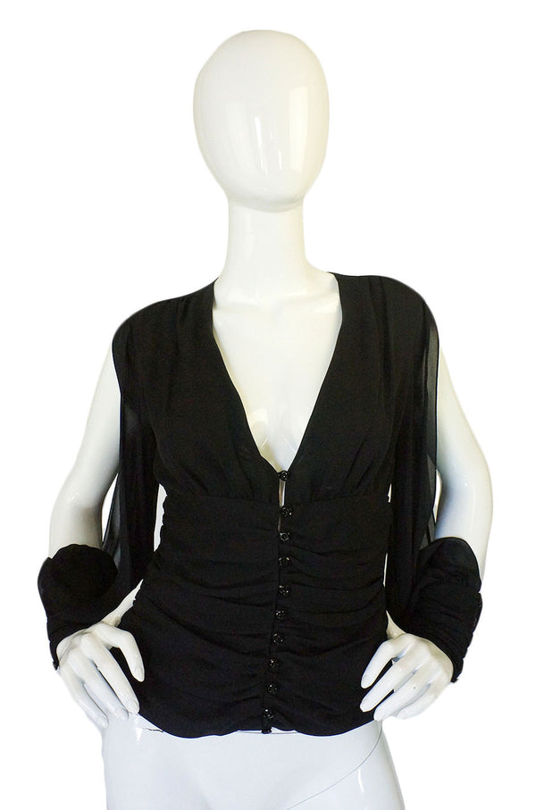 Recent Tuleh Silk Split Sleeve Plunge Top