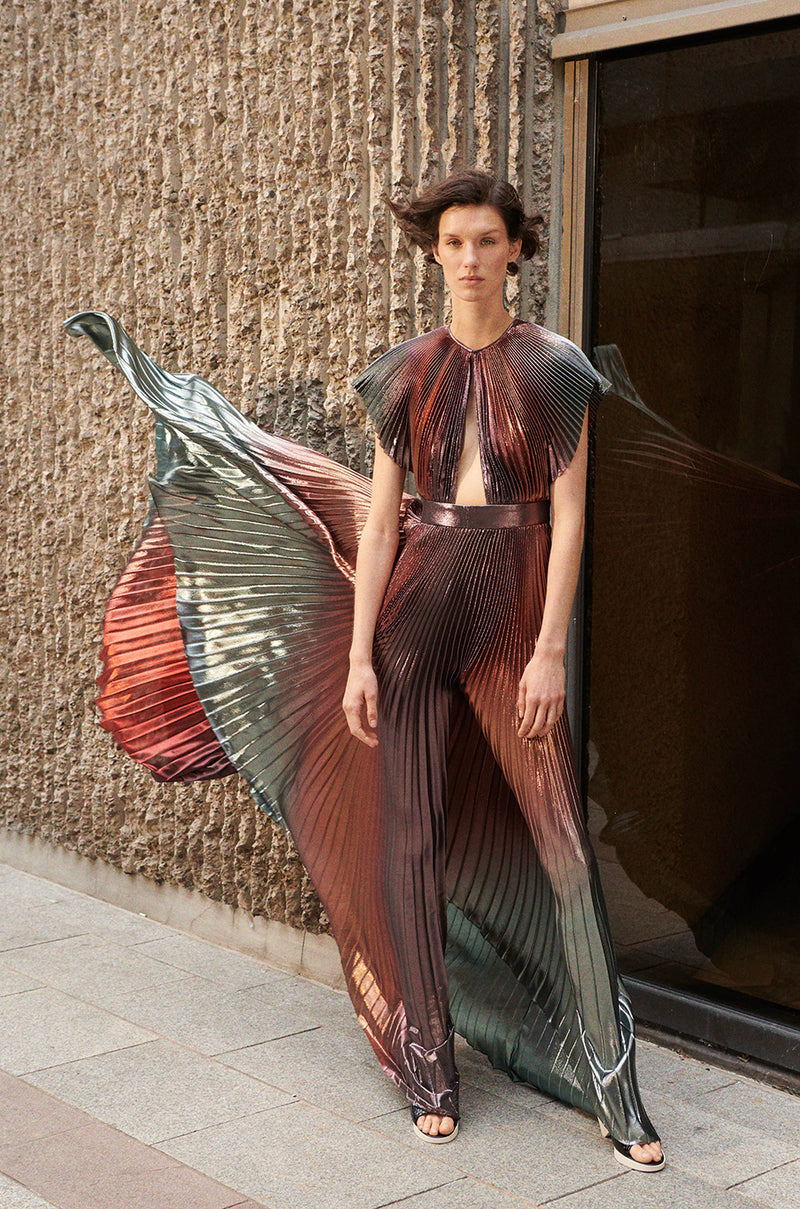 Resort 2019 Givenchy by Clare Waight Keller Metallic Pleated Lame Dres – Shrimpton Couture Resort 2019 Givenchy by Clare Waight Keller Metallic Pleated Lame Dres – Shrimpton Couture