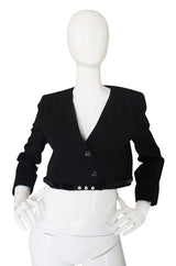 c2000 Chic Little Black Cropped Chanel Jacket & Belt