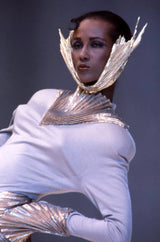 Rare Spring 1985 Thierry Mugler Bombshell Pleated Gold Lurex 'Shell' Dress