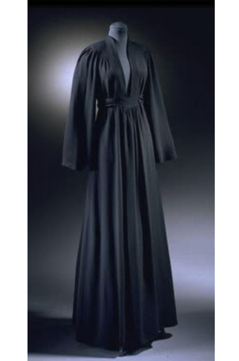 c1969 Iconic Ossie Clark "Graduation" Black Plunge Dress