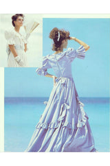 1985 Laura Ashley Crisp White Cotton Strapless Bow Dress