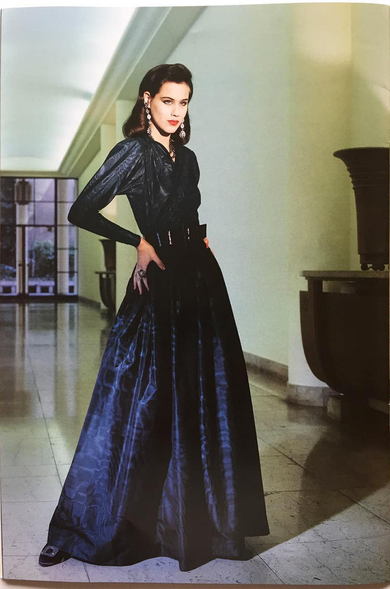 F/W 1986 Yves Saint Laurent Black Silk Taffeta Full Skirted Dress