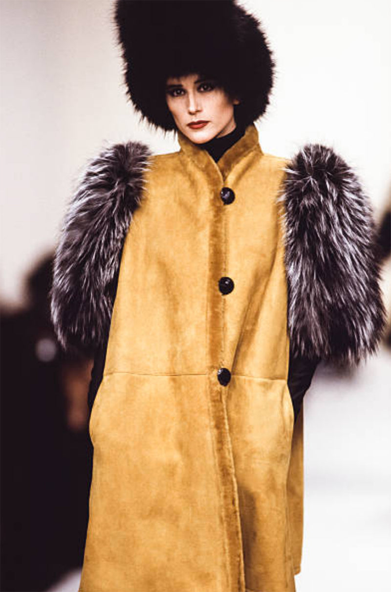 Fall 1992 Yves Saint Laurent Incredible Huge Sleeves Faux Fur Jacket