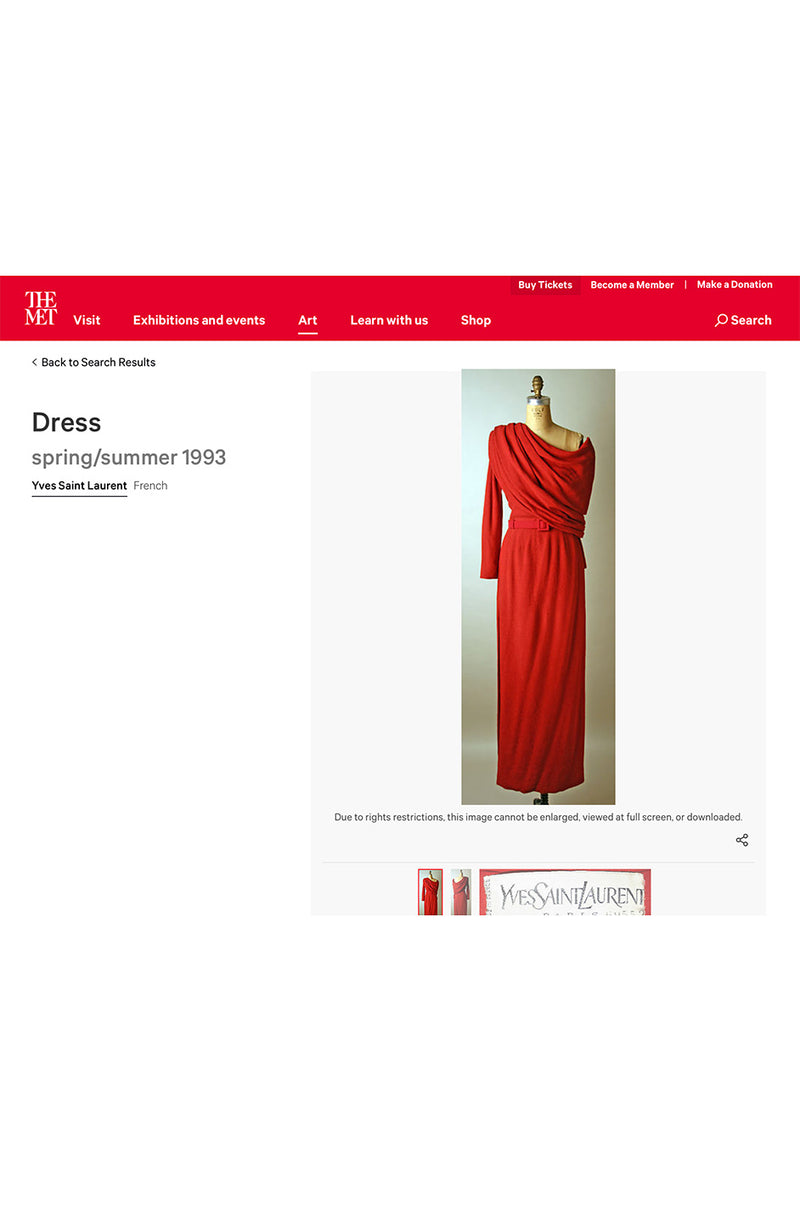 Important Spring 1993 Yves Saint Laurent Haute Couture One Shoulder Silk Crepe Dress