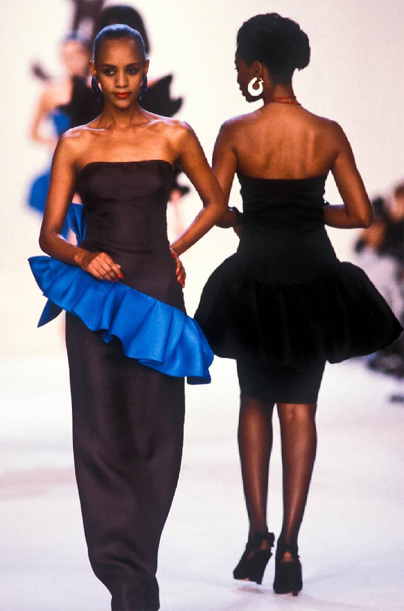 Spring 1987 Yves Saint Laurent Runway & Ad Campaign Pink Ruffle Dress