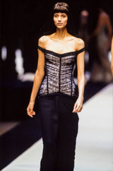 Original Fall 1997 Herve Leger Couture Lace & Bead Bandage Fitted Black Dress w Wide Straps