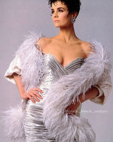 Documented Fall 1984 Emanuel Ungaro Haute Couture Silver Velvet Dress & Feather Jacket