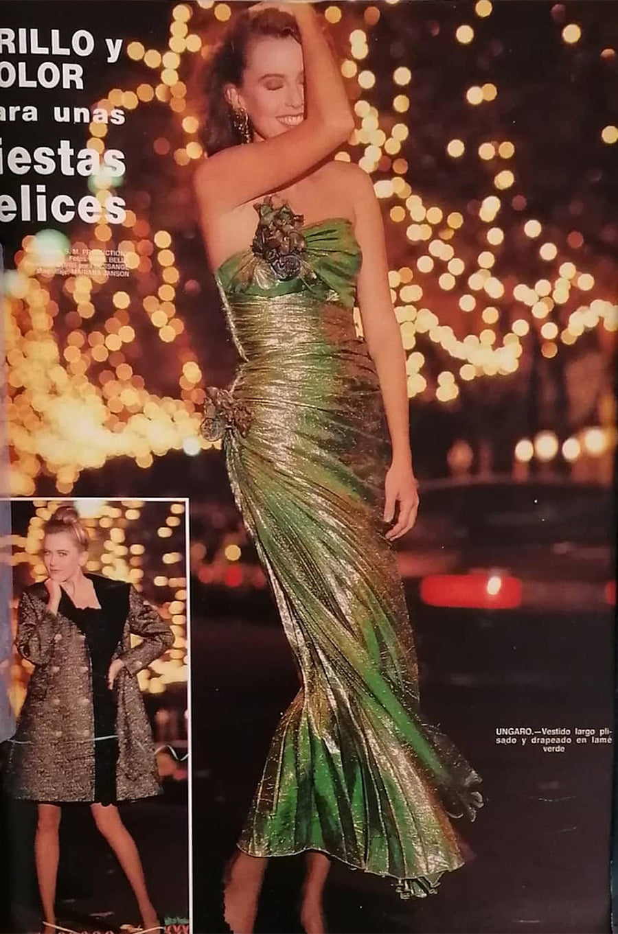 emanuel ungaro green dress Fall 1988-89 Ungaro Couture Green & Gold Silk Metallic Dress – Shrimpton  Couture main image 0