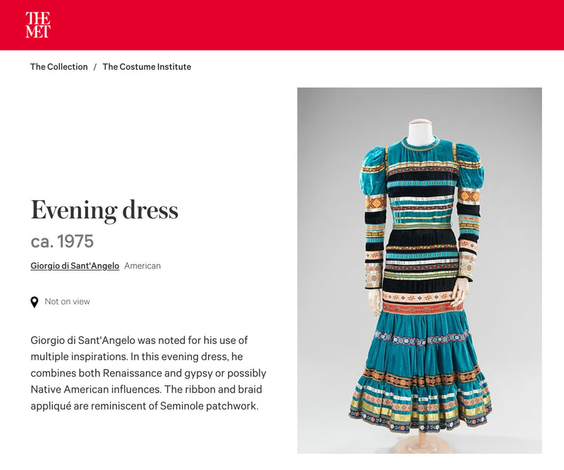 1975 Giorgio Sant' Angelo Hand Crochet Dress w Balloon Sleeves & Metallic Ribbon Detailing