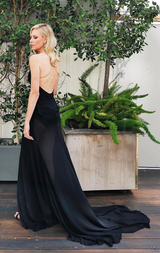 Incredible 2006-2007 Roberto Cavalli Black Silk Extreme Plunge Dress w Trained Silk Chiffon Skirts