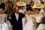 Runway Spring 1994 Balmain by Oscar de La Renta Haute Couture Baby Blue Corset Dress