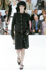 Chic Fall 2004 Chanel by Karl Lagerfeld Haute Couture Black & White Boucle Runway Dress & Jacket