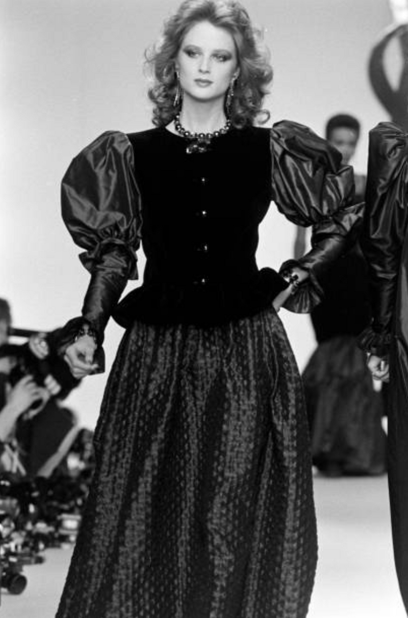 Fall 1982 Yves Saint Laurent Dramatic Sleeve Silk Taffeta & Velvet Jacket