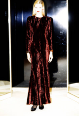 Extraordinary Fall 1998 Yves Saint Laurent Deep Red Moire Velvet Dress w Orginal Tag