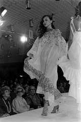 Spring 1978 Yves Saint Laurent Off Shoulder Voluminous Smock Dress