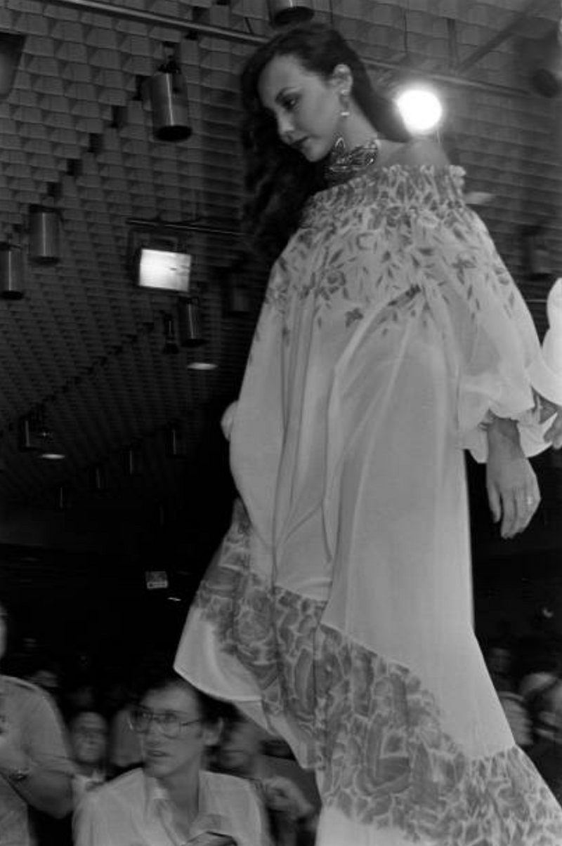 Spring 1978 Yves Saint Laurent Off Shoulder Voluminous Smock Dress
