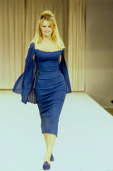Documented Spring 1992 Azzedine Alaia Black Bodyt Hugging Knit Off Shoulder