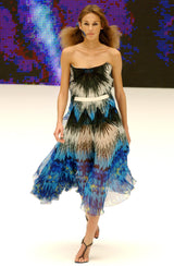 Stunning Spring 2003 Alexander McQueen 'Irere' Collection Silk Chiffon Runway Dress