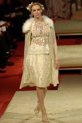 Spring 2006 Christian Lacroix Haute Couture Runway Embroidered Ivory Net Top