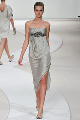 Pretty Spring 2009 Valentino Runway Strapless Dotted Silk w Front Detailing