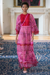 Spring 2017 Valentino by PierPaolo Piccioli Red Silk Dress w Zandra Rhodes Print