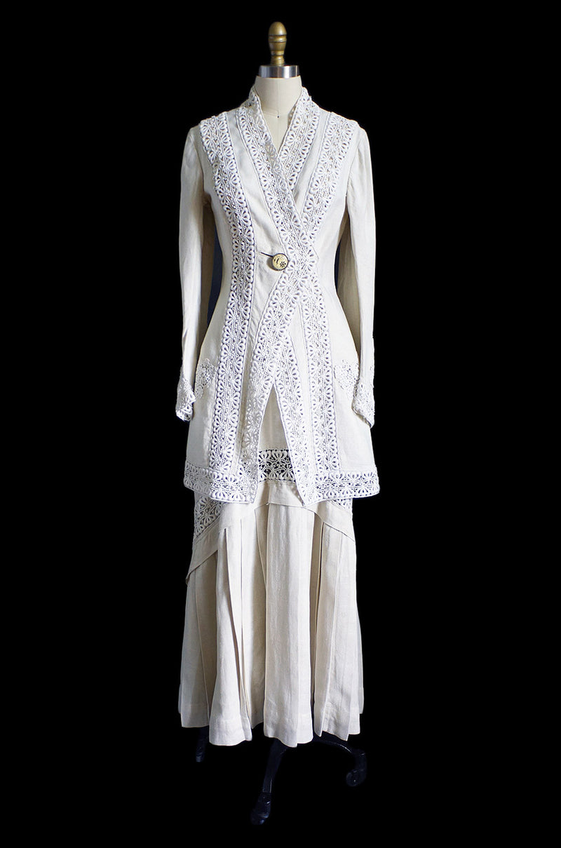 Edwardian Linen & Lace Walking Suit