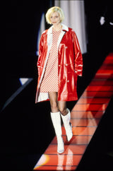 Rare Fall 1995 Gianni Versace Runway & Ad Campaign Black & White Check Shift Dress