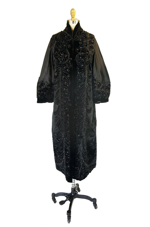 c1900 Jet Bead & Silk Evening Coat