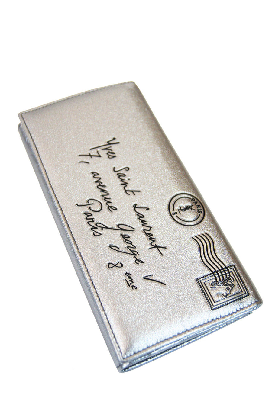 Large YSL Y-Mail Wallet in Pewter Leather – Shrimpton Couture