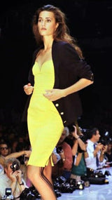 Killer Spring 1989 Gianni Versace Couture Strapless Topstitched Dress W Back Buttons & Cut Out