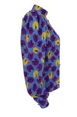 1980s Emanual Ungaro Bright Purple & Blue Printed Silk Top