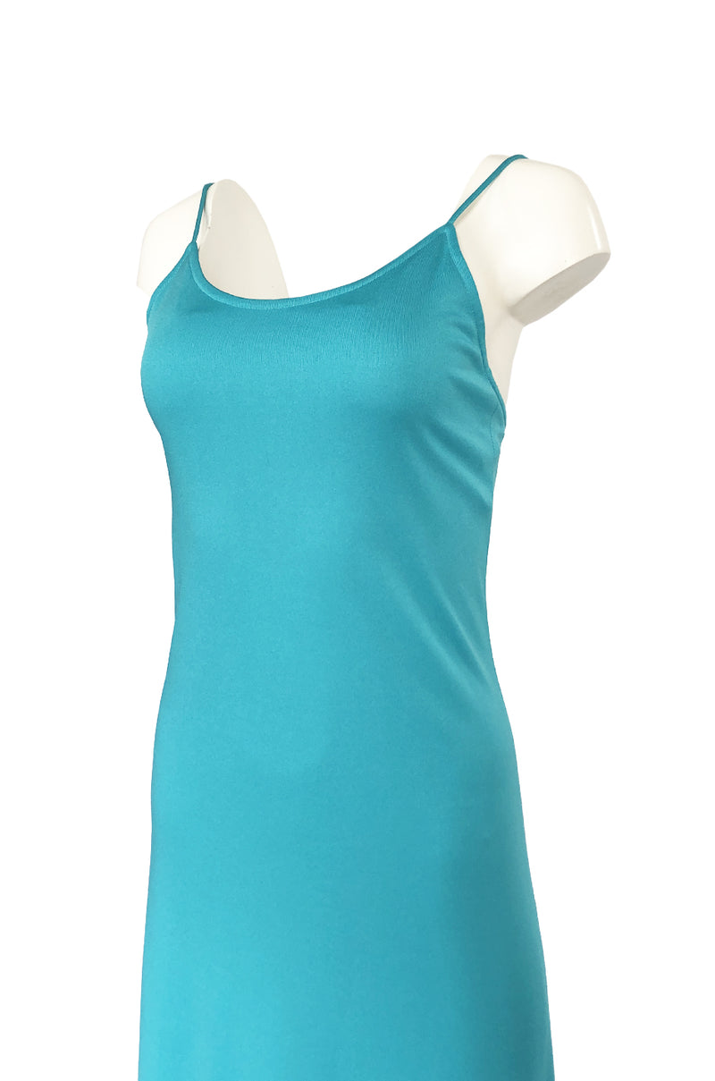 1970s Victor Costa Turquoise Wash & Wear Jersey Tank Dress