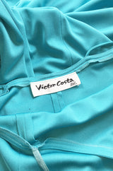 1970s Victor Costa Turquoise Wash & Wear Jersey Tank Dress