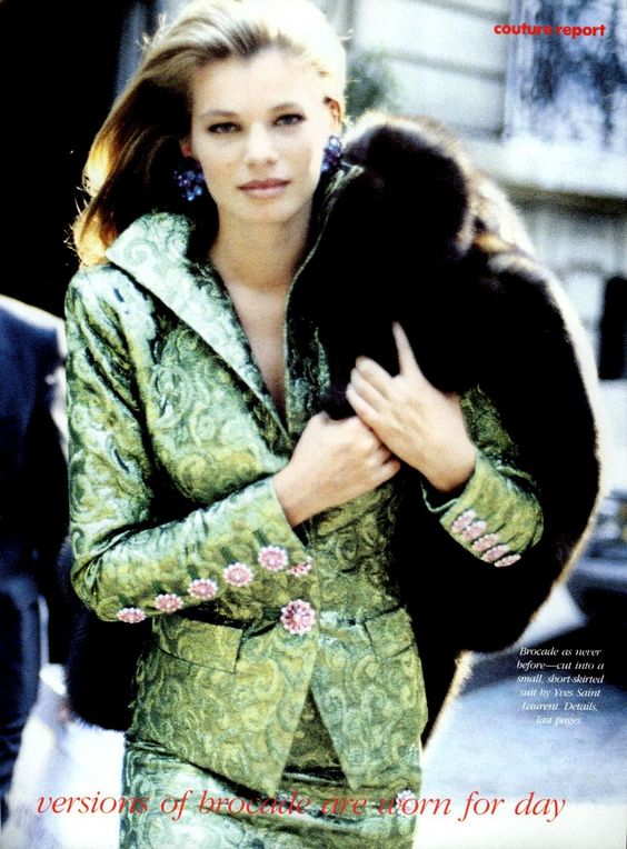 Fall 1989 Ady Couture Lausanne  Yves Saint Laurent Haute Couture Copy Green Metallic Suit