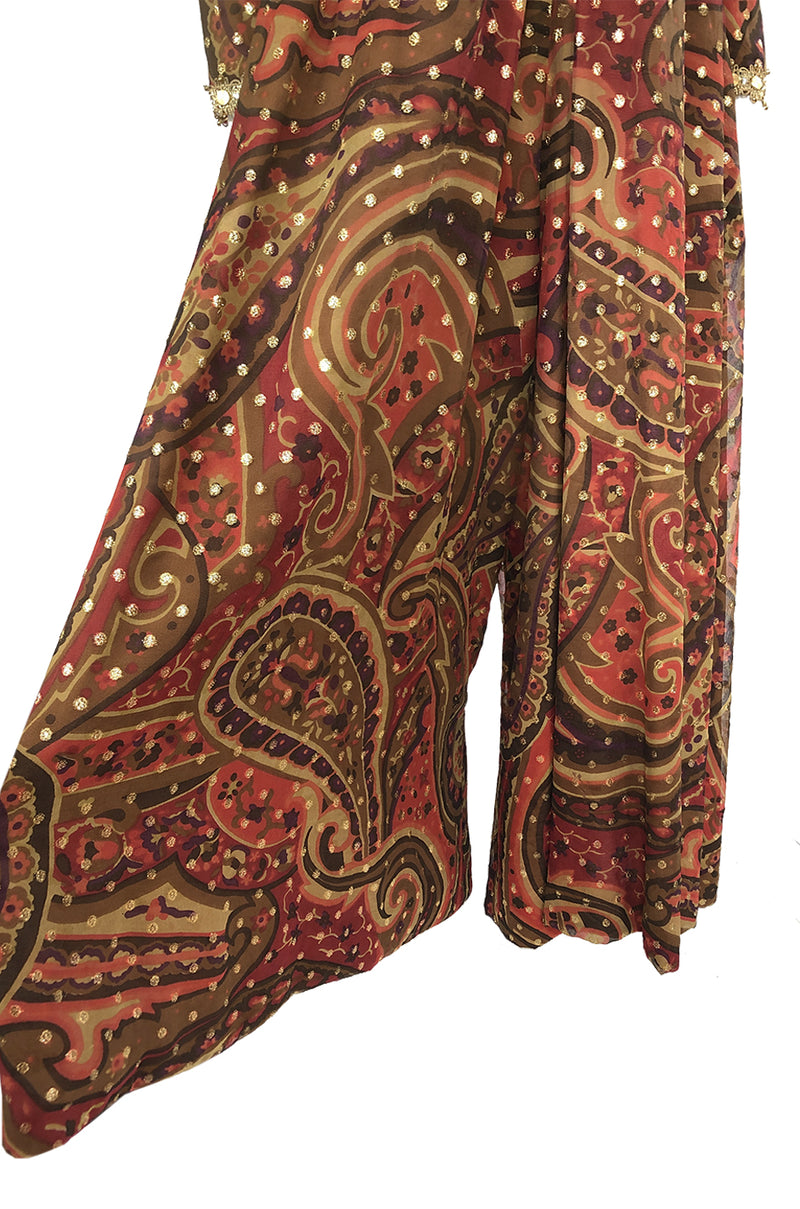 1969-1973 JG Couture for Malcolm Starr Metallic Organza Detailed Jumpsuit