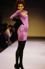F/W 1990 Azzedine Alaia Fitted Knit Dress w Wide Neck Detail