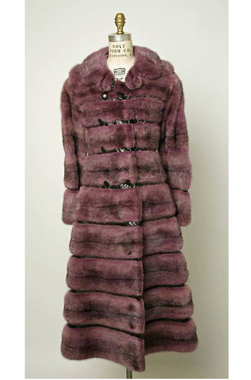 Rare 1960s Christian Dior Pale Ivory Mink Coat w Python Snake Insets Shrimpton Couture