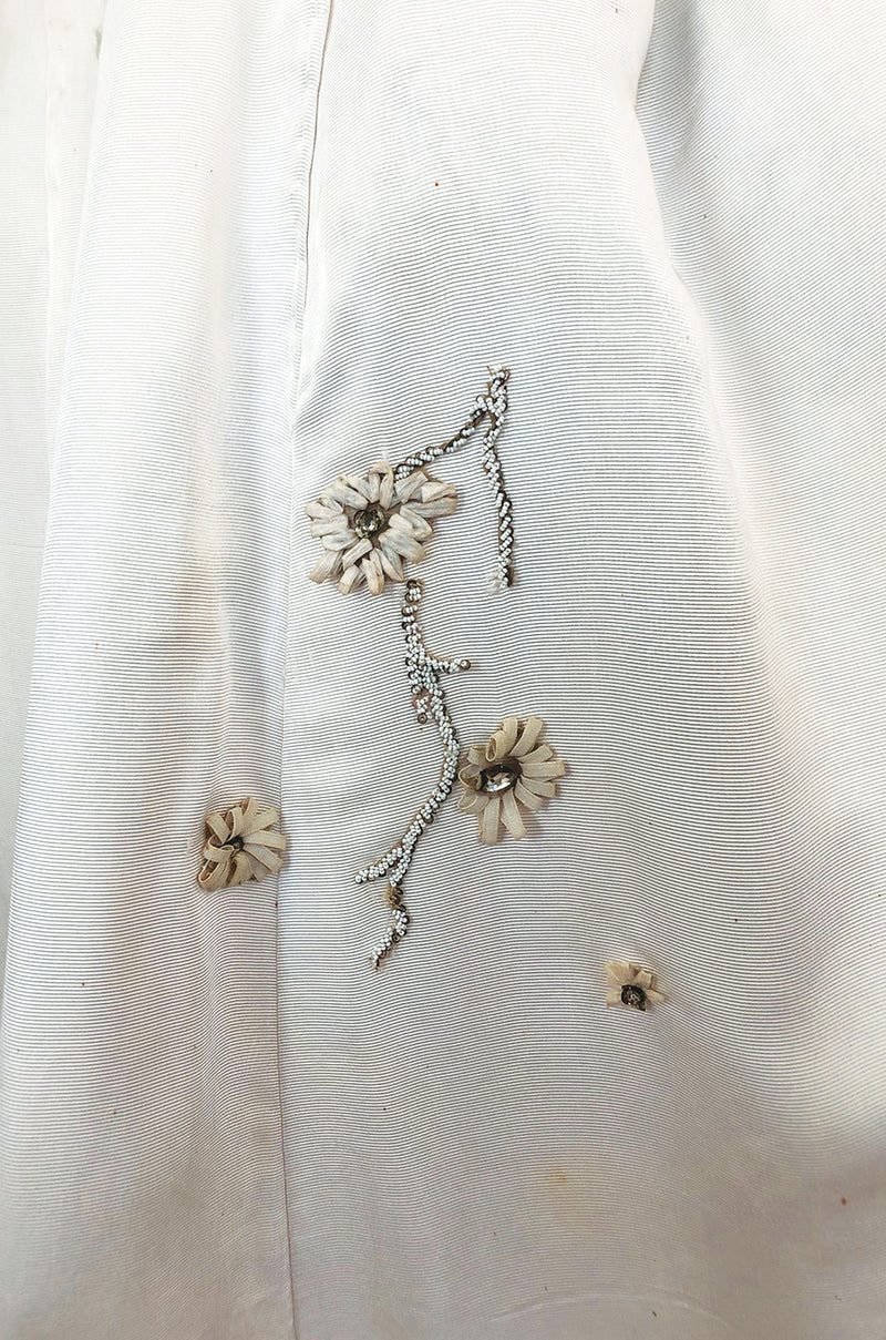 Fall 1952 Christian Dior Haute Couture Ivory Silk Button Dress w Underskirts