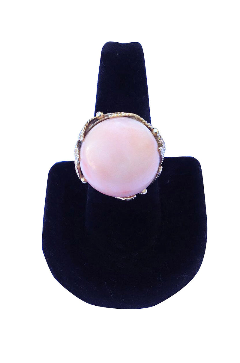 1960s Angel Skin Coral 14K Cocktail Ring
