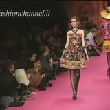 Spring 1992 Christian Lacroix Runway & Ad Campaign Printed Mini Dress w Lace Up Back & Full Skirt