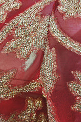 1960s Christian Dior By Marc Bohan Red & Gold Lamé Metallic Dress